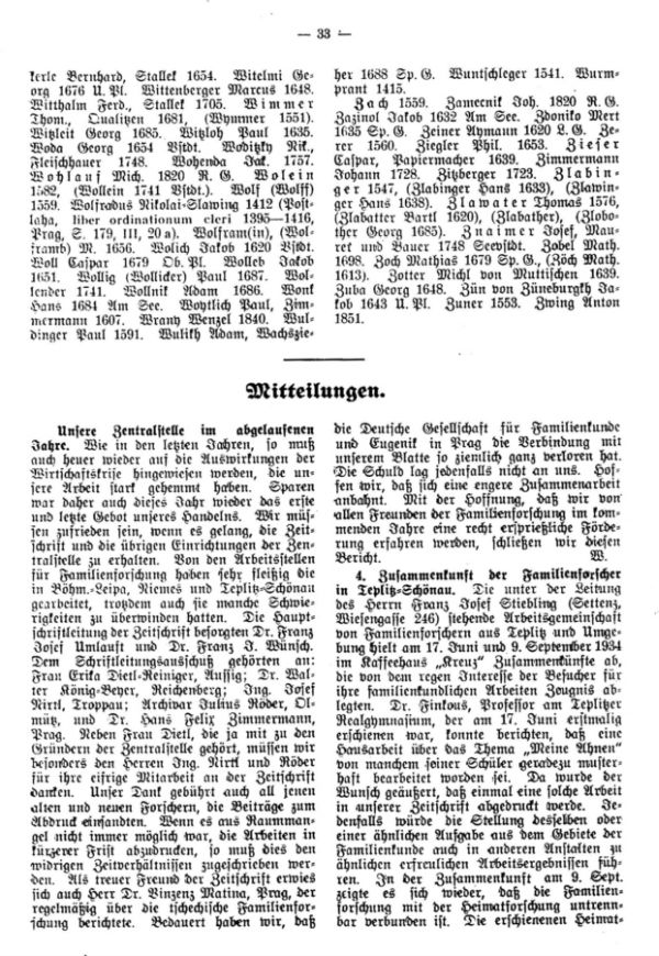 Mitteilungen - Unsere Zentralstelle im abgelaufenen Jahr