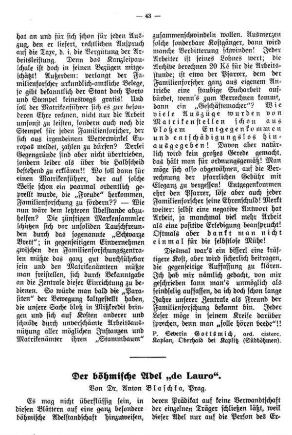 Der böhmische Adel 'de Lauro' - 1