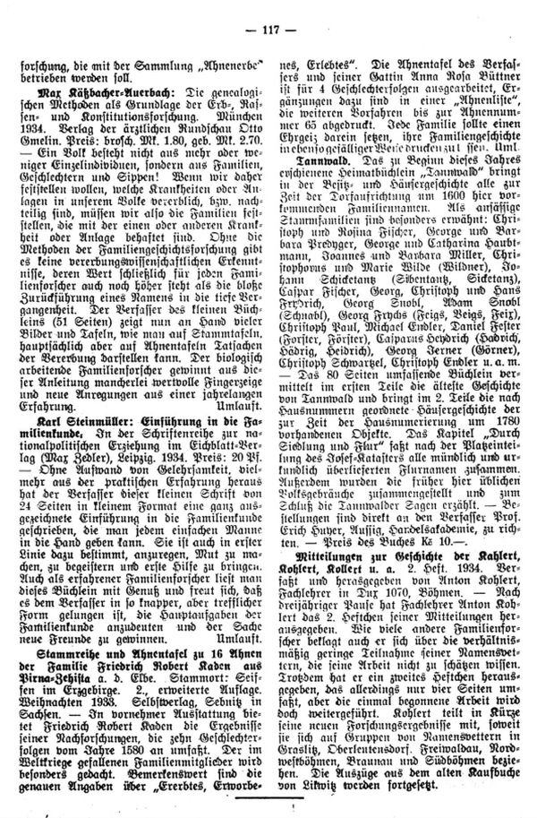 Stammreihe und Ahnentafel zu 16 Ahnen der Familie Friedrich Robert Kaden aus Pirna-Zehista - Tannwald - Mitteilungen der Kahlert, Kohlert, Kollert u.a.