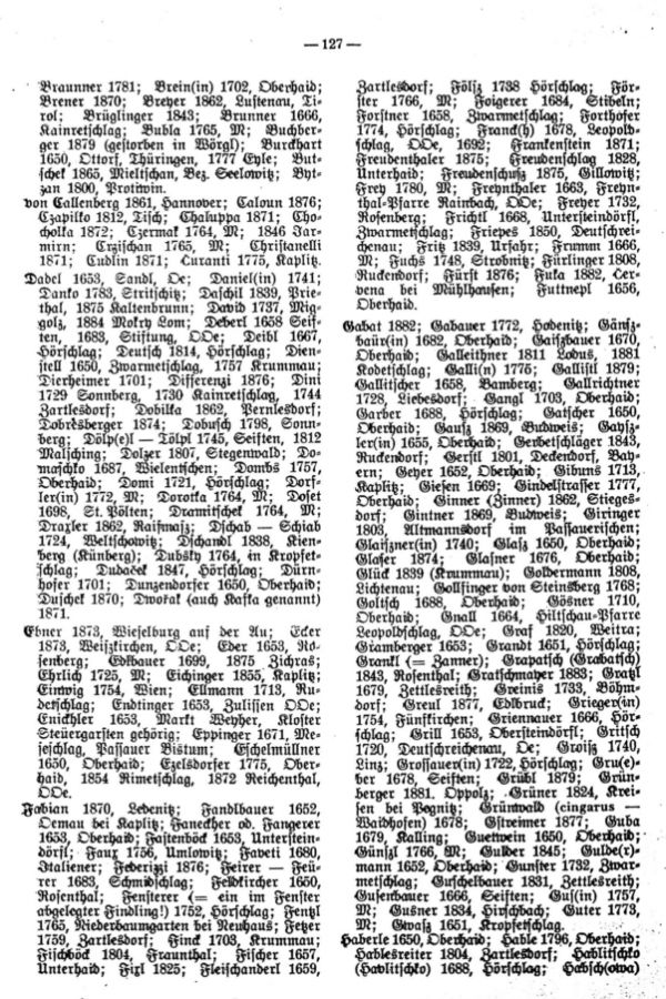 Familiennamen der Pfarre Oberhaid bei Kaplitz - 2