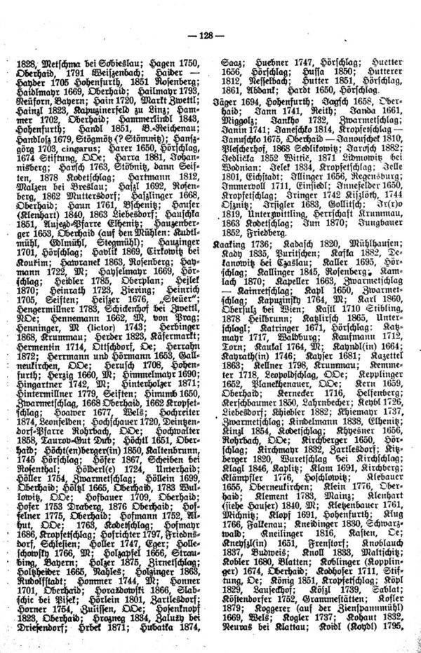 Familiennamen der Pfarre Oberhaid bei Kaplitz - 3