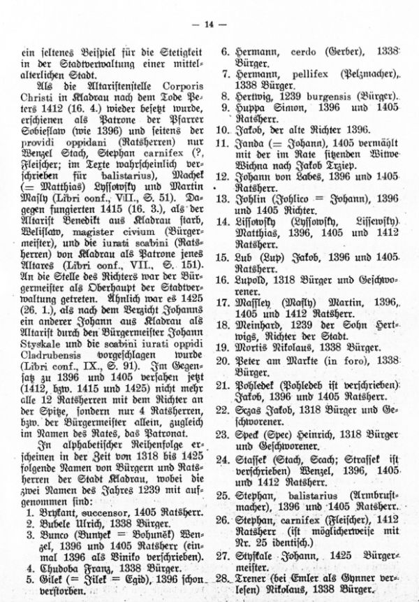 Die ältesten Bürger- und Rathherrennamen der Stadt Kladrau - 4