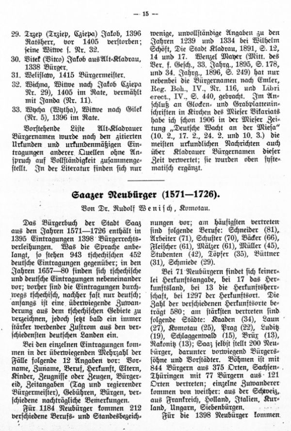 Saazer Neubürger (1571-1726) - 1