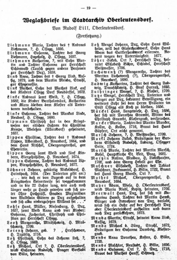 Weglaßbriefe im Stadtarchiv Oberleutensdorf (Schluß) - 1