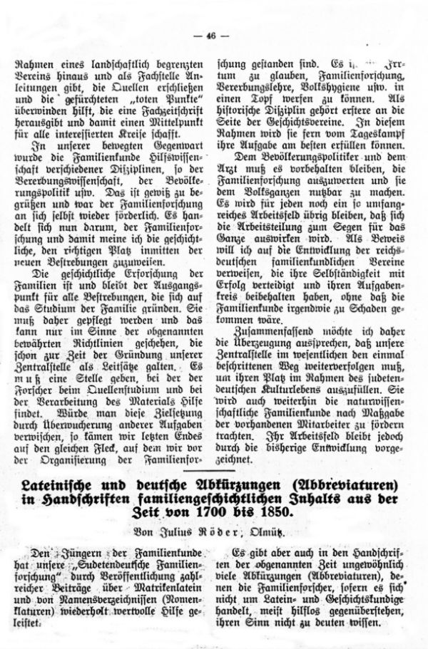 Lateinische und deutsche Abkürzungen (Abbreviaturen) in Handschriften familiengeschichtlichen Inhalts aus der Zeit von 1700 bis 1850 - 1