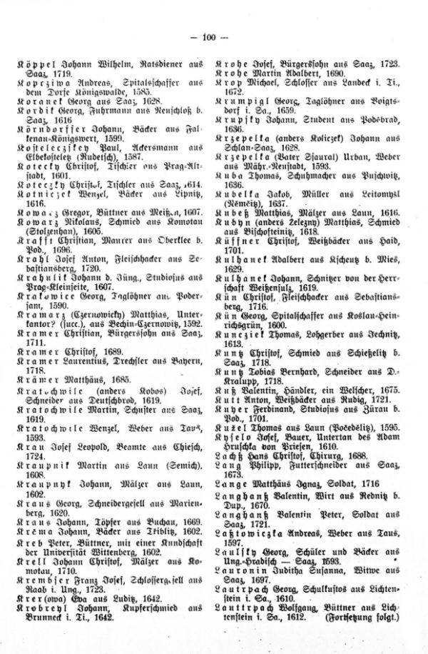 Saazer Neubürger (1571-1726) - 4