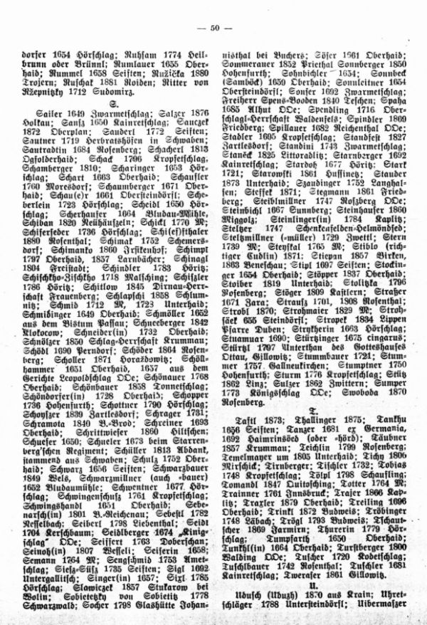 Familiennamen in der Pfarre Oberhaid bei Kaplitz - 3