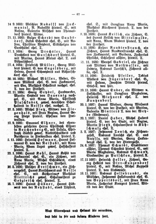 Ortsfremde in dem Freiwaldauer Trauungsbuch 1677-1687 - 2