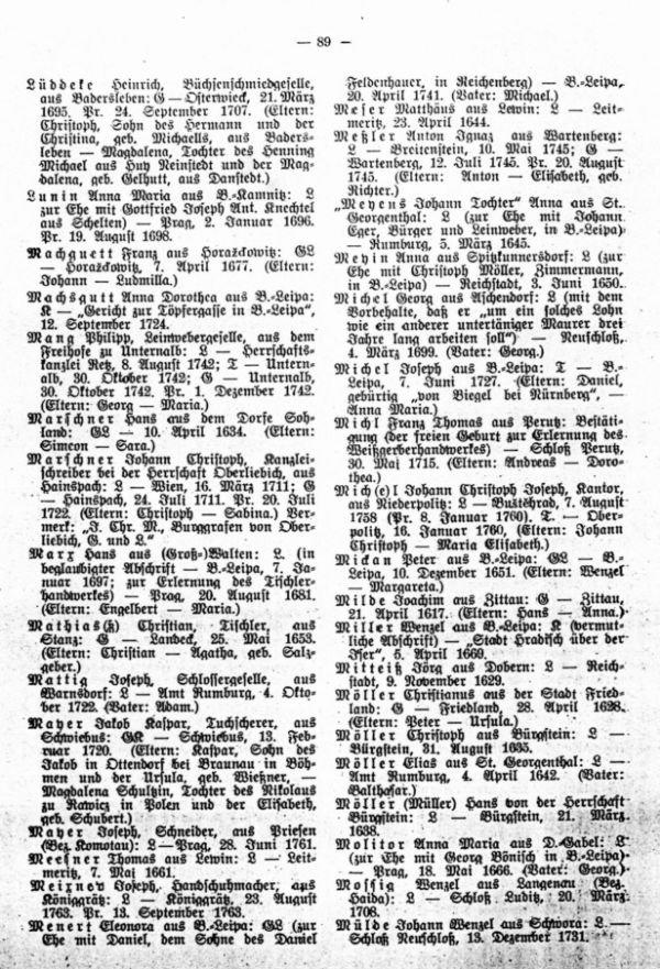 Die Geburts- und Weglaßbriefe des Böhm.-Leipaer Stadtarchives (Fortsetzung) - 2