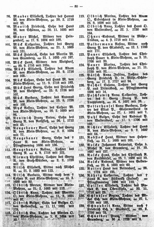 Trauungen von Orstfremden in Klein-Mohrau bei Mähr.-Schönberg von 1680-1730 - 4