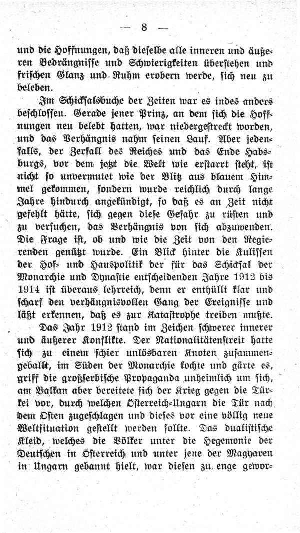 I.  Kapitel: Hinter den Kulissen der Hof- und Hauspolitik von 1912-1914