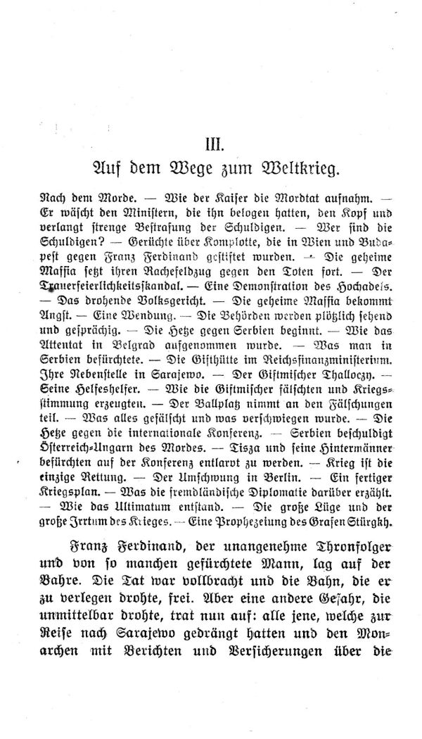III. Kapitel:  Auf dem Weg zum Weltkrieg